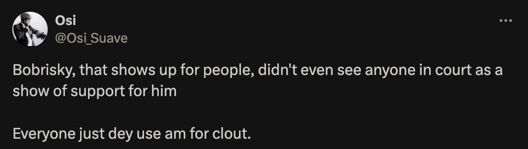 OAP laments zero turn up for Bobrisky in court despite his support for others